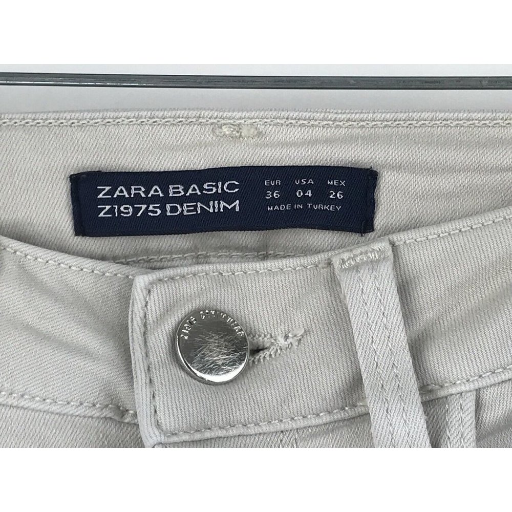 Zara Denim Jeans Womens‎ Size 4 Beige Skinny Stretch - Picture 3 of 6